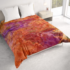 All Seasons Lightweight Comforter with Abstract Art, Contemporary Quilt Bedding, Twin, Queen or King Size Bedspread, Mediterranean