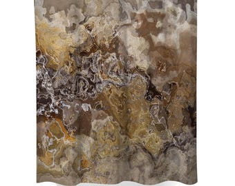 Abstract Art Shower Curtain: Contemporary Bathroom Decor - Essential, Tan, Beige, Taupe, Brown