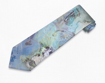 Men’s Tie with Abstract Art, Modern Men’s Necktie, Print Neck Tie for Him, Gift for Dad, Contemporary Art Tie, Wedding Tie, Out of the Blue
