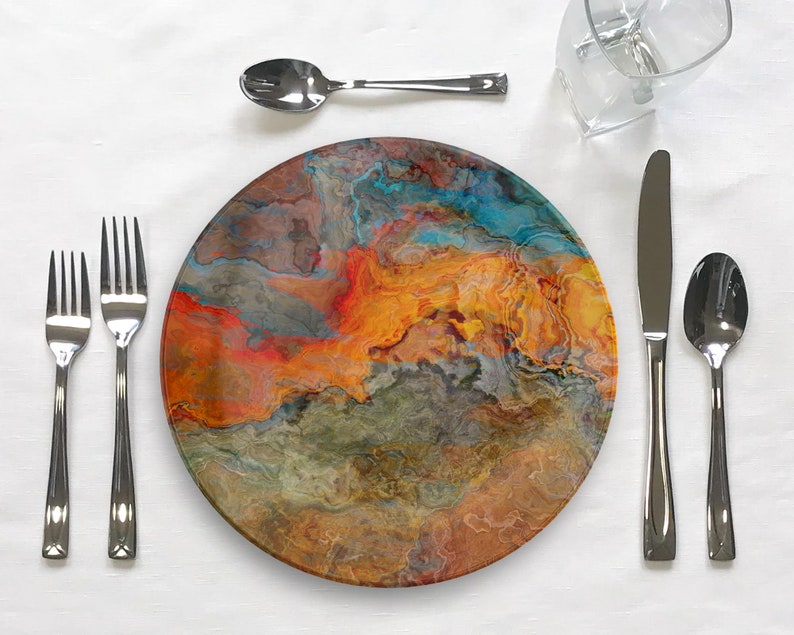 Abstract Art Plate: Unbreakable Indoor/outdoor Dinnerware - Copper ...