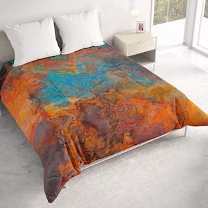 All Seasons Lightweight Comforter with Abstract Art, Contemporary Quilt Bedding, Twin, Queen or King Size Bedspread, Desert Fusion