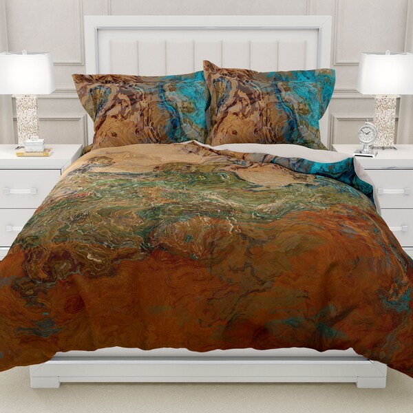 Duvet Cover with Abstract Art in King, Queen or Twin, Silky Smooth Microfiber, Contemporary Bedroom Decor, Modern Bedding, Canyon Sunset