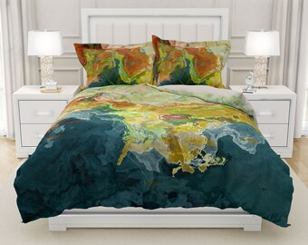 Duvet Cover with Abstract Art in King, Queen or Twin, Silky Smooth Microfiber, Contemporary Bedroom Decor, Modern Bedding, Finer Things