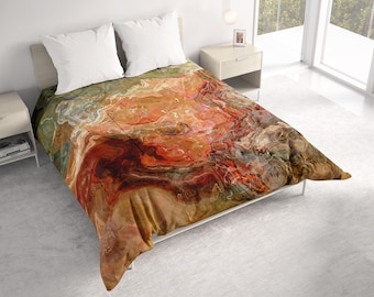 Abstract Art Comforter: Cotton or Polyester Lightweight All Seasons Bedding - Firestarter