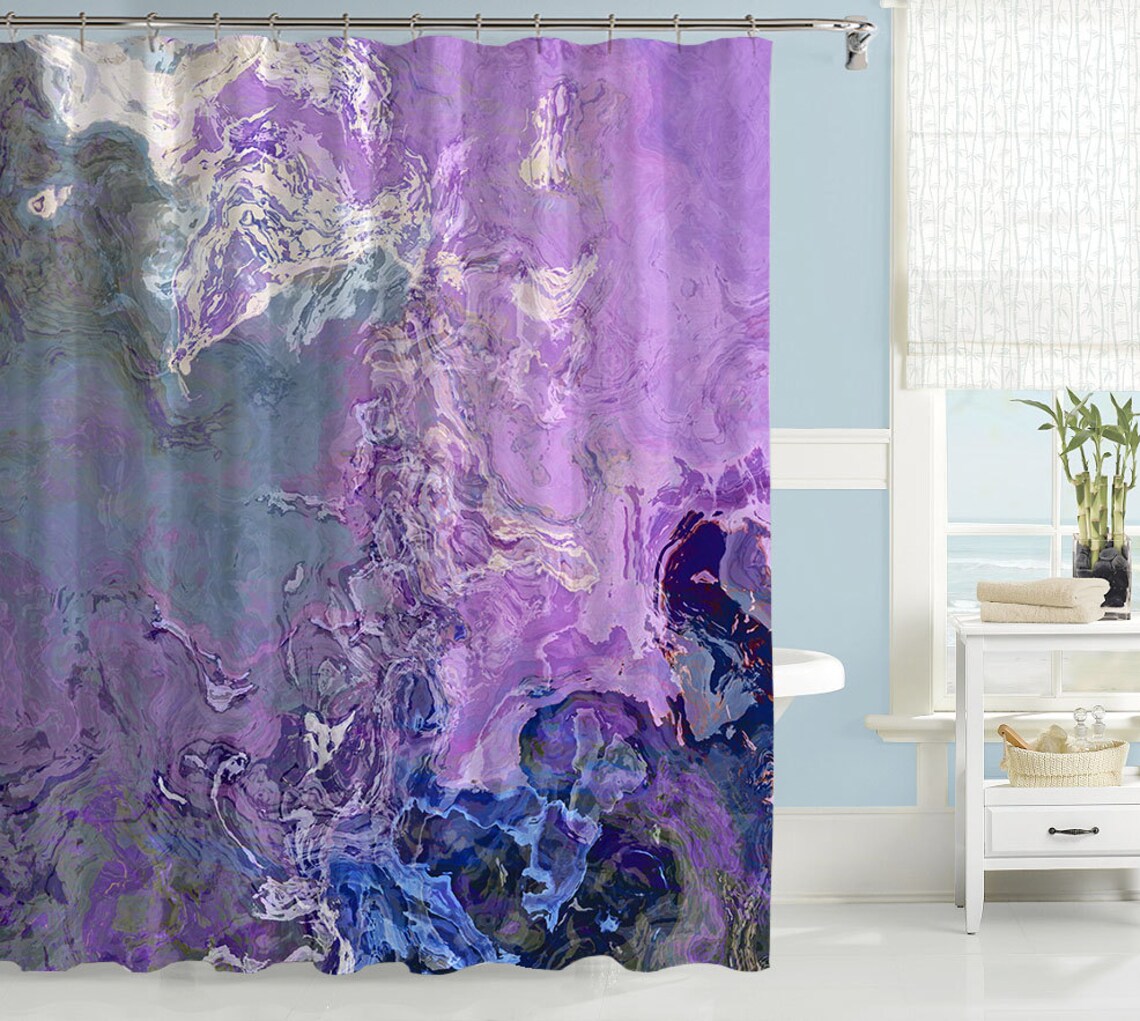 Abstract Shower Curtain Contemporary Bathroom Decor Lavender Etsy