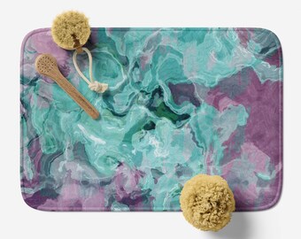 Abstract Art Bath Mat: Microfiber Memory Foam Rug, Anti-Slip - Winsome