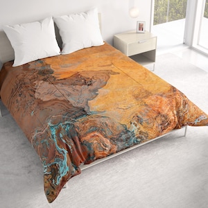 All Seasons Lightweight Comforter with Abstract Art, Contemporary Quilt Bedding, Twin, Queen or King Size Bedspread, Tucson