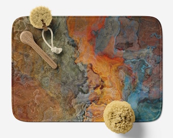 Abstract Art Bath Mat: Microfiber Memory Foam Rug, Anti-Slip - Copper River