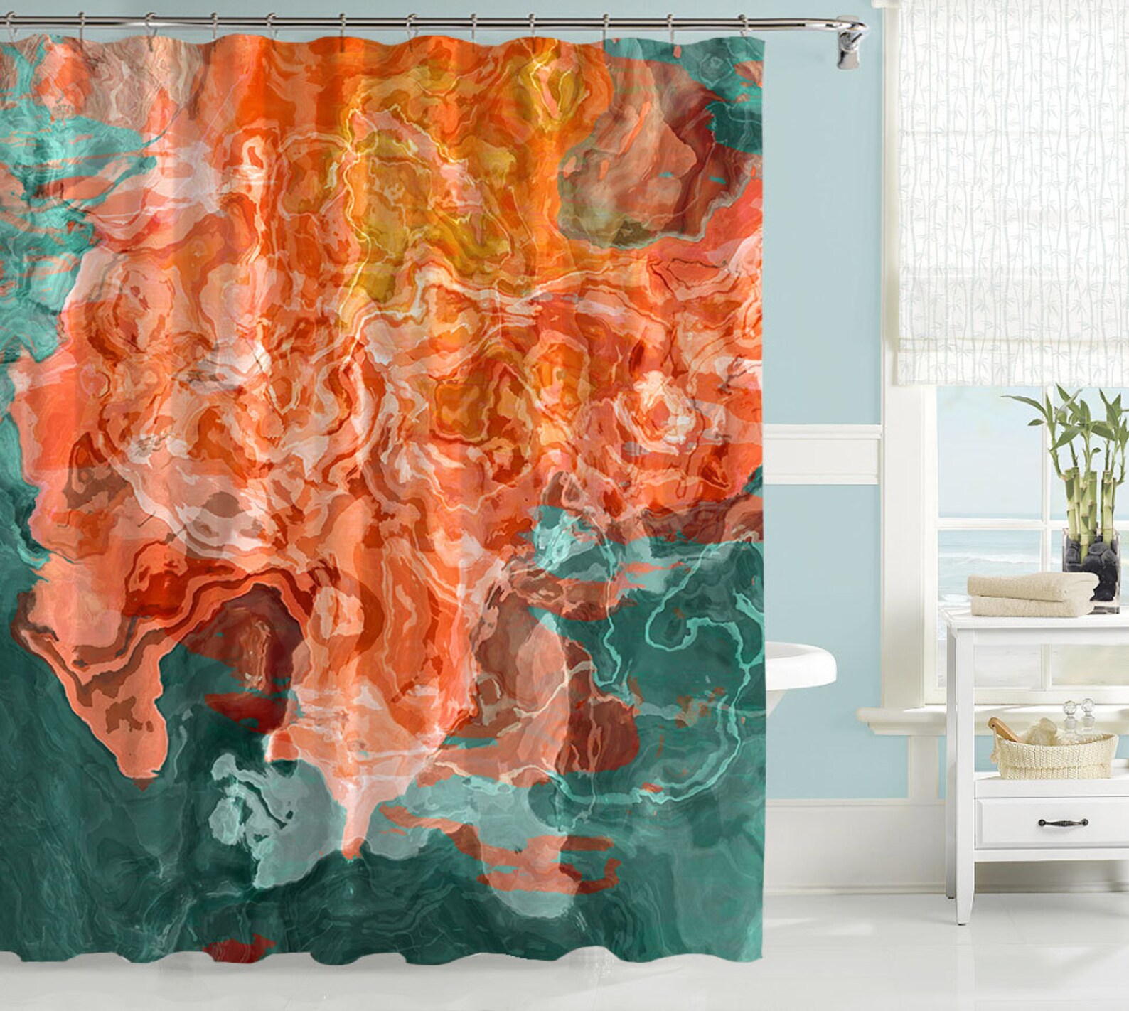 Abstract Art Shower Curtain Contemporary Bathroom Decor Etsy