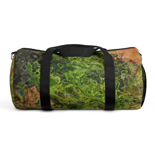 Weekender With Abstract Art, Lined Fabric Duffel Bag With Padded Shoulder Strap, Overnight Travel Bag, Duffle Carry On, Moss