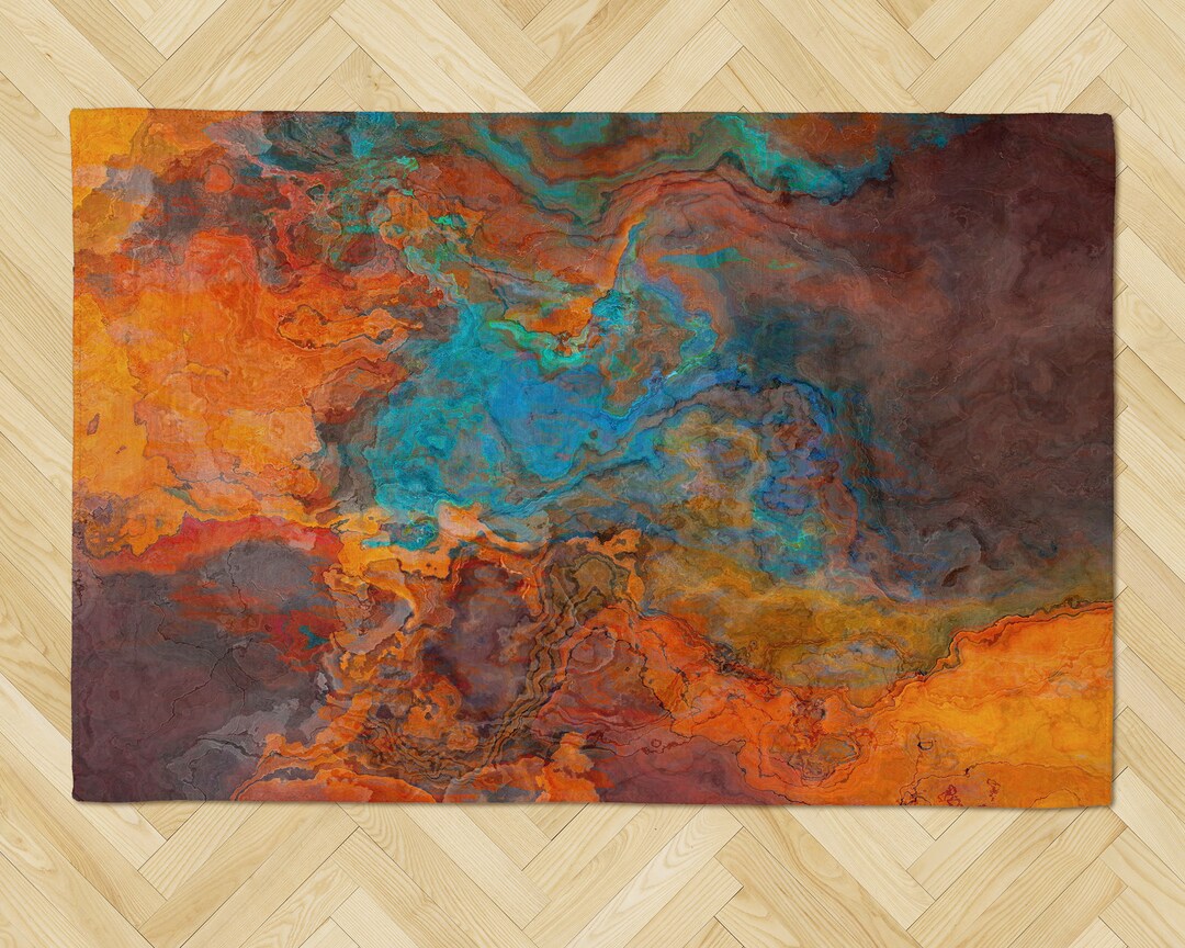 Area Rug With Abstract Art, Five Sizes 2x3 to 8x10, Contemporary ...