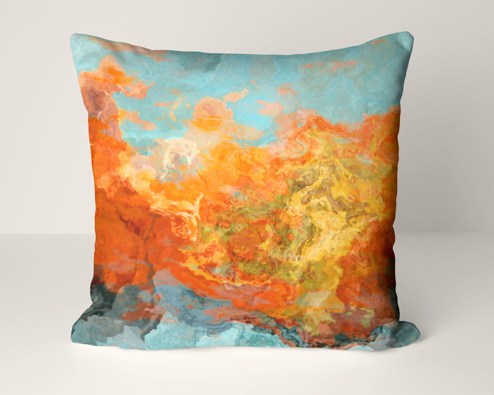 Toss Pillow Cover With Abstract Art 16x16 and 18x18 Orange Etsy