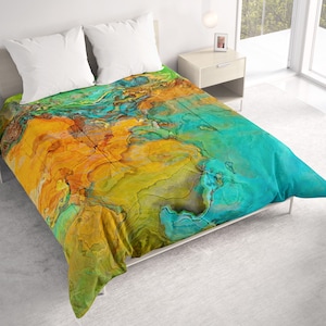 All Seasons Lightweight Comforter with Abstract Art, Contemporary Quilt Bedding, Twin, Queen or King Size Bedspread, Jubilee