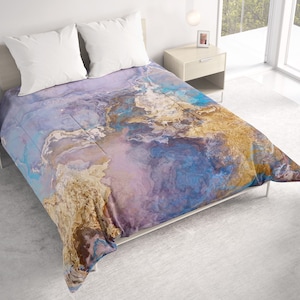 All Seasons Lightweight Comforter with Abstract Art, Contemporary Quilt Bedding, Twin, Queen or King Size Bedspread, Promise