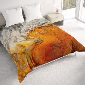 All Seasons Lightweight Comforter with Abstract Art, Contemporary Quilt Bedding, Twin, Queen or King Size Bedspread, Baby Teeth