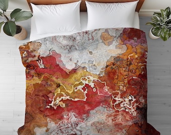 Abstract Art Duvet Cover: Cotton or Silky Microfiber Bedding - Ginger