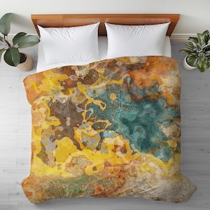 Duvet Cover with Abstract Art in King, Queen or Twin, Silky Smooth Microfiber, Contemporary Bedroom Decor, Modern Bedding, Tuscany
