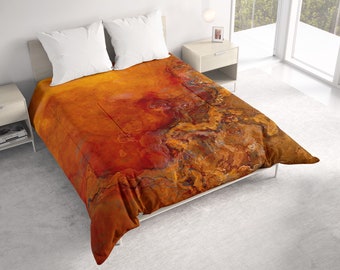 Abstract Art Comforter: Cotton or Polyester Lightweight All Seasons Bedding - Gold Rush
