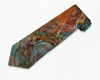 Men’s Tie with Abstract Art, Modern Men’s Necktie, Print Neck Tie for Him, Gift for Dad, Contemporary Art Tie, Wedding Tie, High Desert