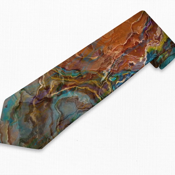 Men’s Tie with Abstract Art, Modern Men’s Necktie, Print Neck Tie for Him, Gift for Dad, Contemporary Art Tie, Wedding Tie, High Desert