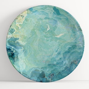 Abstract Art Plate: Unbreakable Indoor/Outdoor Dinnerware - Cool Cucumber afbeelding 1