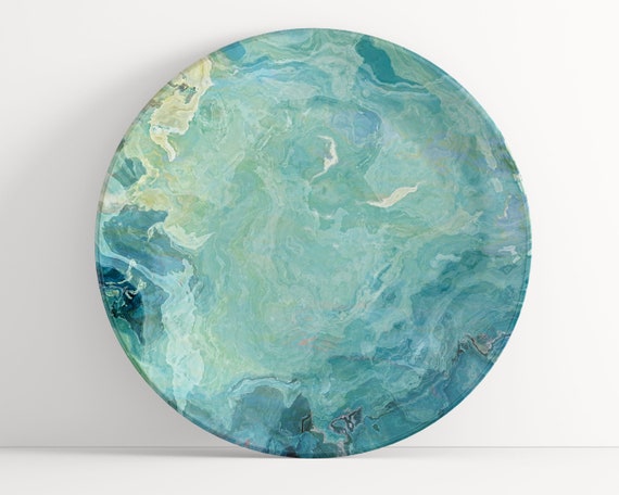Abstract Art Plate: Unbreakable Indoor/Outdoor Dinnerware - Cool Cucumber