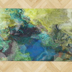 Area Rug With Abstract Art, Four Sizes 2x3 to 5x7, Contemporary Durable ...