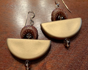Gold acrylic half-moon earrings