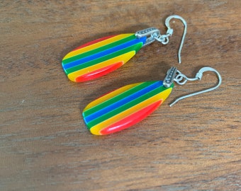 Rainbow striped earrings in sterling silver