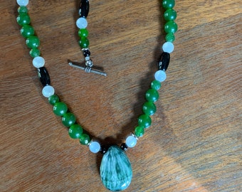 Seraphinite and Canadian jade necklace