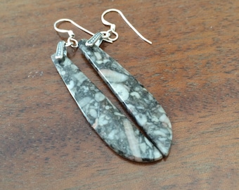 Crinoid fossil and sterling silver earrings