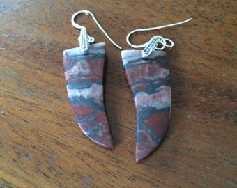 Dinosaur jasper earrings with sterling silver