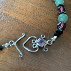 Ruby zoisite, aventurine, and vintage glass necklace image 8