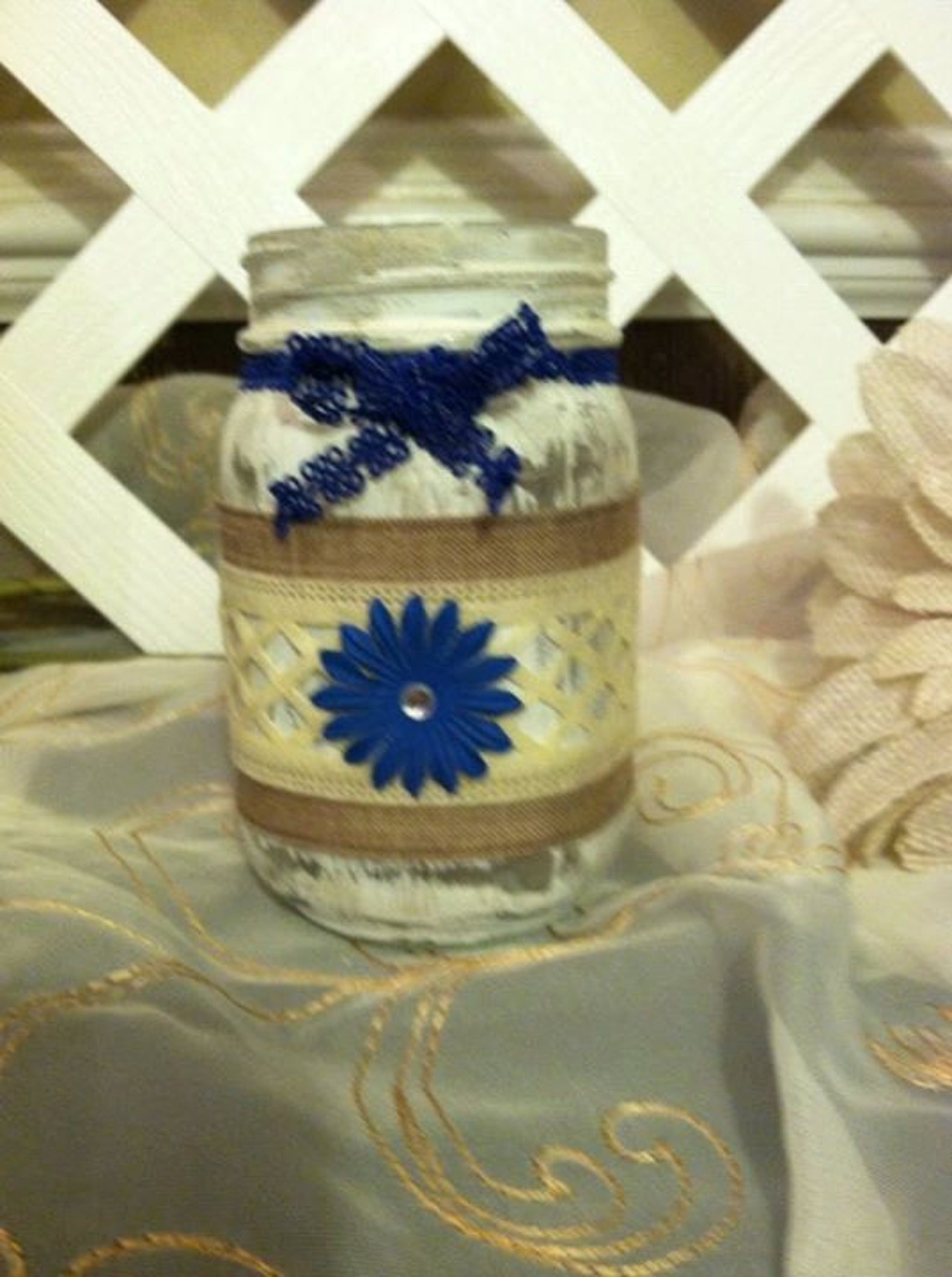 Distressed Mason Jars Home Decor Denim Mason Jars Etsy