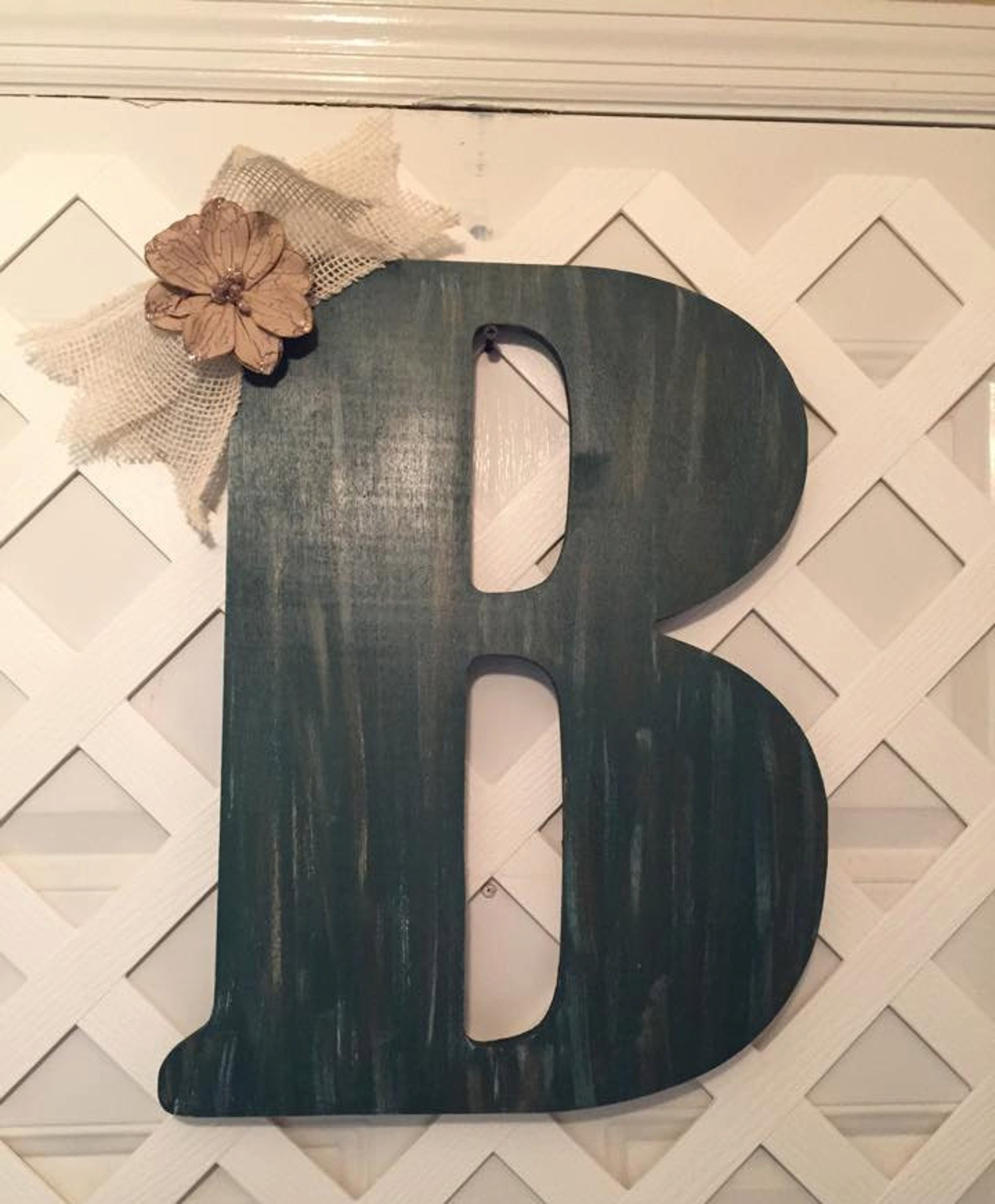 Monogram Door Hanger Wood Letter Monogram Wooden Etsy