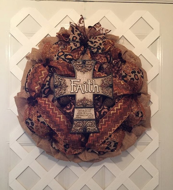 Christian Burlap Wreath - Burlap Cross Wreath - Religious Burlap Wreath - Cross Wreath - Cross - Everyday Wreath - Burlap Wreath - Burlap
