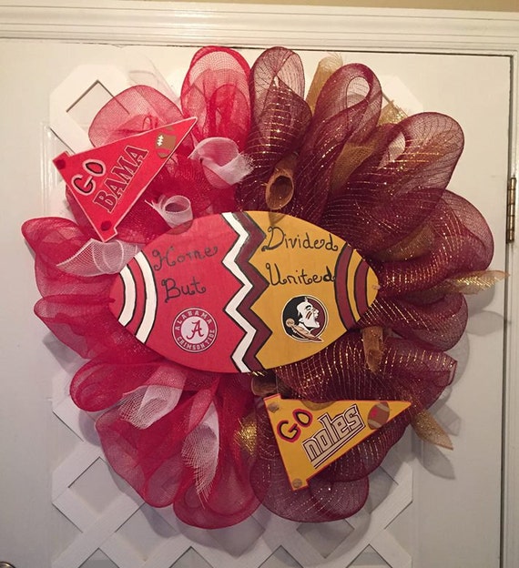Crimson Tide/ FSU Seminoles Deco Wreath - Collegiate Home Divided Wreath - Roll Tide/Noles Deco Wreath - Alabama Wreath - Noles Wreath
