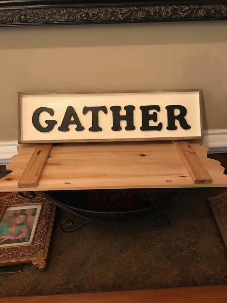 Small Gather Sign Wood Dining Room Decor Farmhouse Shelf