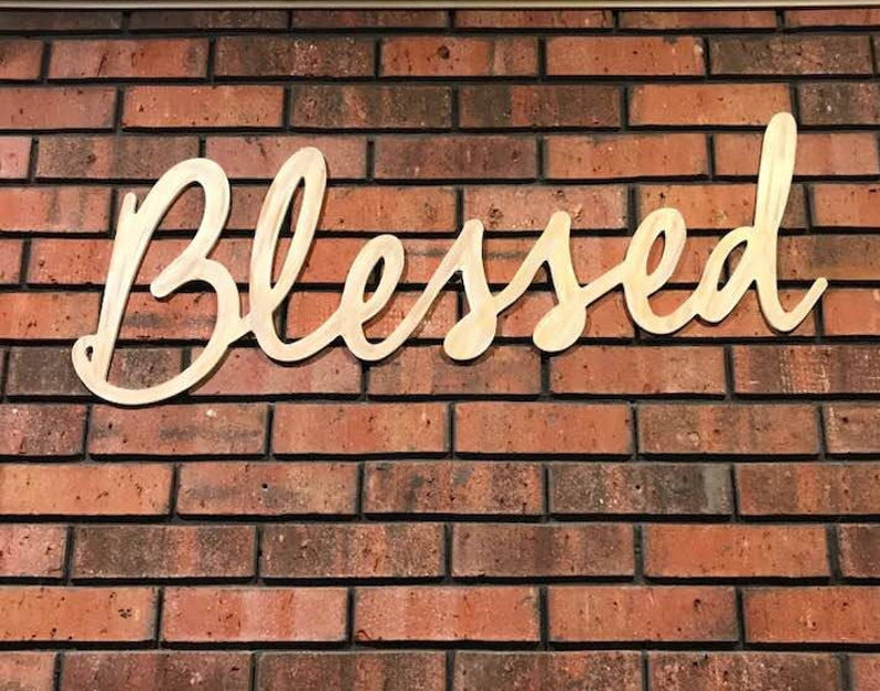 Blessed Word Large Blessed Wood Sign Rustic Farmhouse Etsy