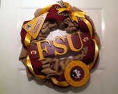 Seminoles Fsu burlap wreath,Fsu Football wreath,Colligate wreaths,Noles wreath,Burlap Noles wreath,Burlap FSU Wreath,FSU football wreath