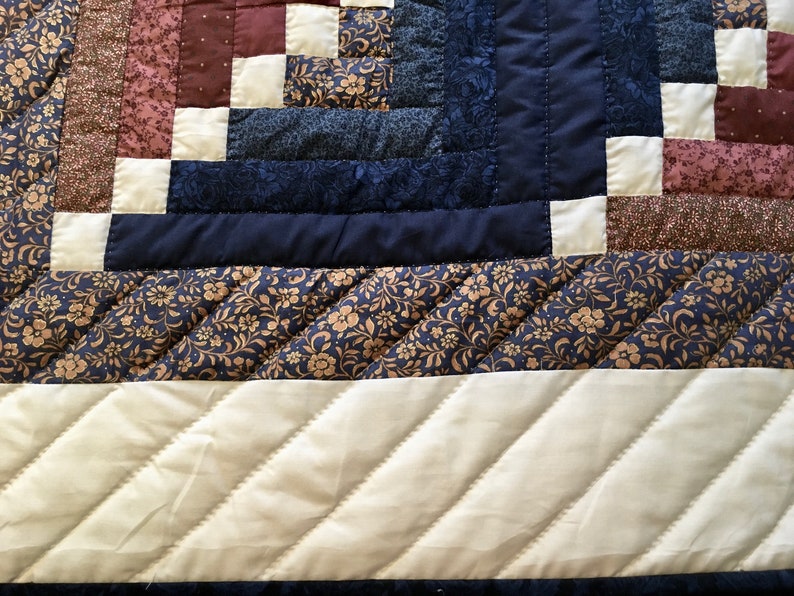 Log Cabin Quilt Amish Quilt Patchwork Quilt Red White and Etsy