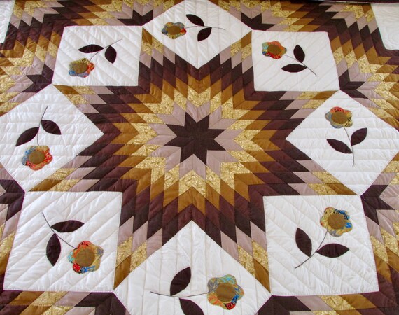 Broken Star Quilt Appliqued Quilt Amish Quilt Hand Made Etsy