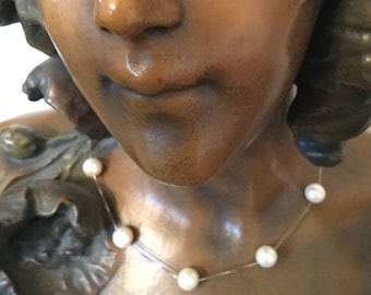 Vintage pearl necklace, sterling silver chain.