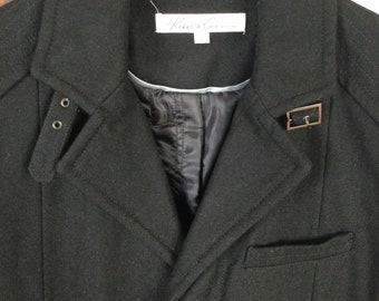 Vintage, Mens black wool blend lined stylish trench coat, never been worn, Kenneth Cole  New York.