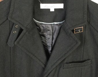 Vintage, Mens black wool blend lined stylish trench coat, never been worn, Kenneth Cole  New York.