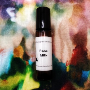 Rose Milk Perfume Oil-rosewater-coconut milk-vanilla-peach petals-jasmine-lullaby dream series collection