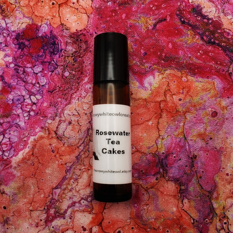 Rosewater Tea Cakes Fragrance- rosewater, spun pink sugar, butter, vanilla bean, marshmallow-based on a recipe I make for southern tea cakes-rollerball perfume-5ml or 10ml