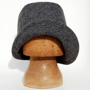 Womens handmade winter hat, wool fashion hat, grey tweed hat, French hat, wool bucket hat, gifts, Handmade French hat, ZUTrenée designer hat