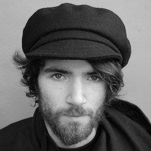 Handmade Black Harris Tweed captain style cap
