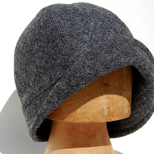 Grey Winter Cloche Hat Grey Wool Cloche 